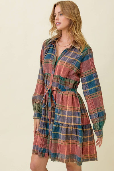 Get trendy with Colorful Plaid Tiered Dress - Dresses available at ShopMucho. Grab yours for $54 today!