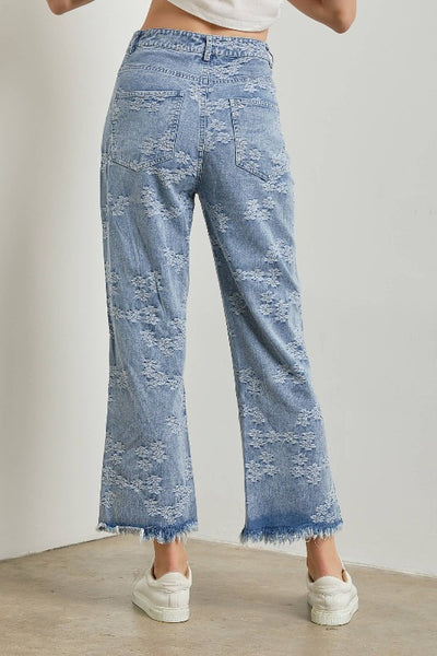 Get trendy with Floral Embroidered Denim - Bottoms available at ShopMucho. Grab yours for $62 today!