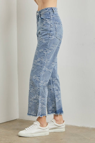 Get trendy with Floral Embroidered Denim - Bottoms available at ShopMucho. Grab yours for $62 today!