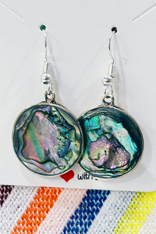 Get trendy with Handcrafted Mexican Mosaic Semi-Precious Stone Inlaid Silver Earrings- Iridescent Circle - Earrings available at ShopMucho. Grab yours for $26 today!