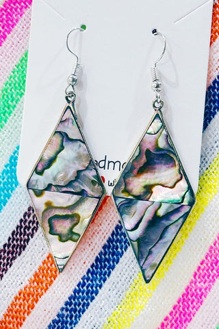 Get trendy with Handcrafted Mexican Mosaic Semi-Precious Stone Inlaid Silver Earrings- Iridescent Diamond - Earrings available at ShopMucho. Grab yours for $26 today!