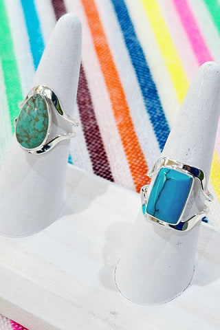 Get trendy with Semiprecious Stone Inlay Sterling Silver Rings - Ring available at ShopMucho. Grab yours for $26 today!