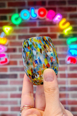 ShopMucho Colorful Confetti Hand Blown Mexican Shot Glass