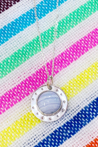Get trendy with Blue Lace Agate Sterling Silver Necklace - Necklaces available at ShopMucho. Grab yours for $48 today!