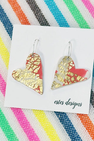 Get trendy with Clay Heart Dangle Earrings - Earrings available at ShopMucho. Grab yours for $30 today!