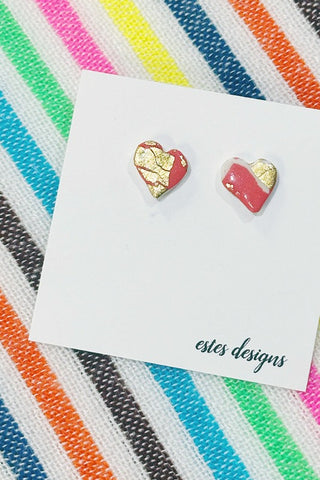 Get trendy with Clay Heart Stud Earrings - Earrings available at ShopMucho. Grab yours for $22 today!