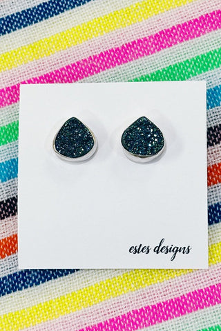 Get trendy with Druzy Silver Stud Earrings- Titanium - Earrings available at ShopMucho. Grab yours for $50 today!