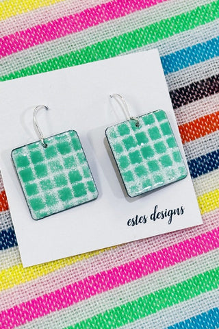 Get trendy with Enamel Squares Dangle Earrings - Earrings available at ShopMucho. Grab yours for $32 today!