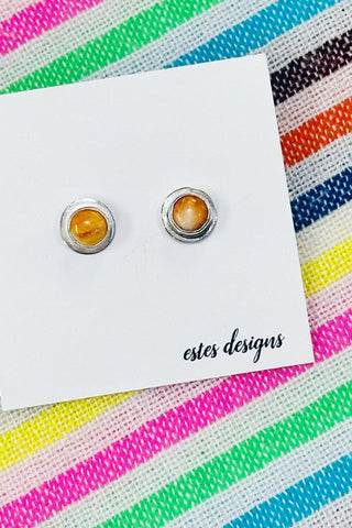 Get trendy with Spiny Oyster Silver Stud Earrings- Orange - Earrings available at ShopMucho. Grab yours for $50 today!