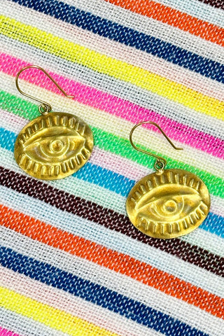 Get trendy with Brass Eye Earrings - Earrings available at ShopMucho. Grab yours for $38 today!