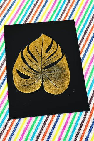 Get trendy with Monstera Relief Print -Gold - Print available at ShopMucho. Grab yours for $18 today!