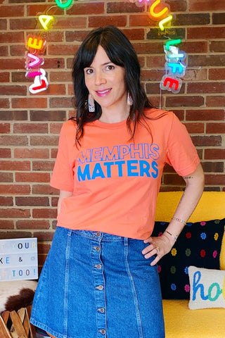 Get trendy with Memphis Matters Unisex Graphic Tee - Coral - Tops available at ShopMucho. Grab yours for $25 today!