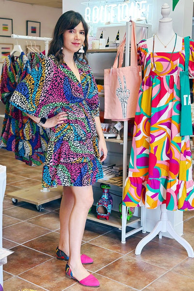 Get trendy with Rainbow Cheetah Print Mini Dress - Dresses available at ShopMucho. Grab yours for $56 today!
