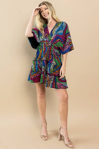 Get trendy with Rainbow Cheetah Print Mini Dress - Dresses available at ShopMucho. Grab yours for $56 today!