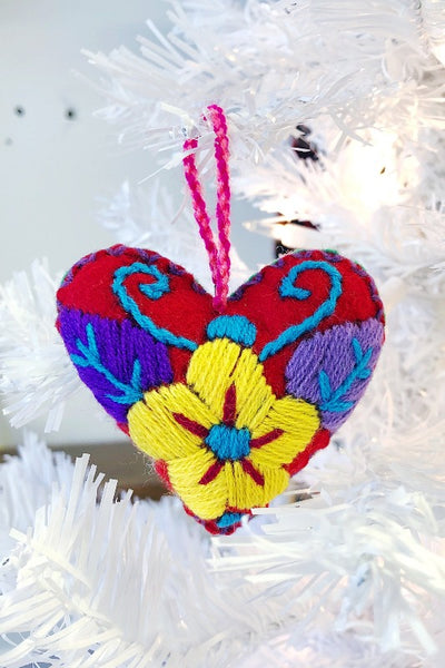 Get trendy with Corazon Heart Embroidered Felted Wool Ornament - Mexico - Ornaments available at ShopMucho. Grab yours for $13 today!