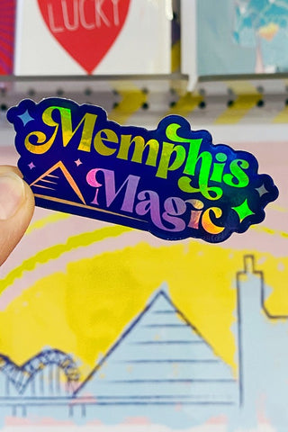 Get trendy with Memphis Magic Holographic Vinyl Sticker - Sticker available at ShopMucho. Grab yours for $5 today!