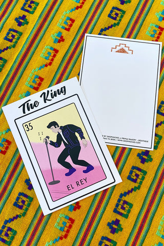 Get trendy with Memphis Postcard Print- The King - Print available at ShopMucho. Grab yours for $5 today!