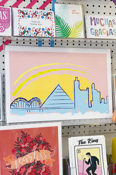 Get trendy with Digital Memphis City Skyline- (More Options) - Print available at ShopMucho. Grab yours for $22 today!