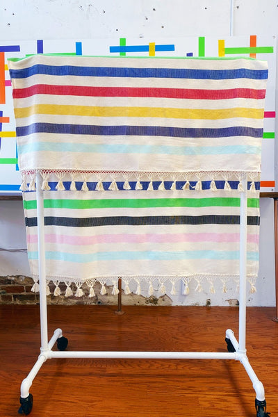 Get trendy with Rainbow Striped Woven Throw Blanket - Blankets available at ShopMucho. Grab yours for $45 today!