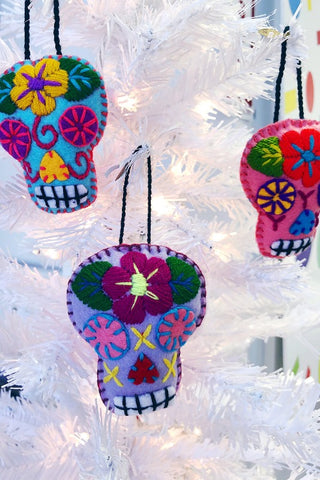 Get trendy with Sugar Skull Embroidered Felted Wool Ornament - Mexico - Ornaments available at ShopMucho. Grab yours for $13 today!